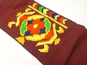 アンティーク　手織り紬変わり花七宝模様織出し名古屋帯